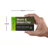 Ustraa Neem & Green Clay Soap For Men - 100 gm - Pack of 8 | Detox & Oil Control | Cleansing with Lasting Fragrance | Rich & Intense Foam | For All Skin Types