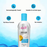 Iba Soothe - N - Clean Micellar Water With Soothing Chamomile Extract Paraben Free White Matte | Halal Certified & Vegan Makeup | 240ml - Pack of 2