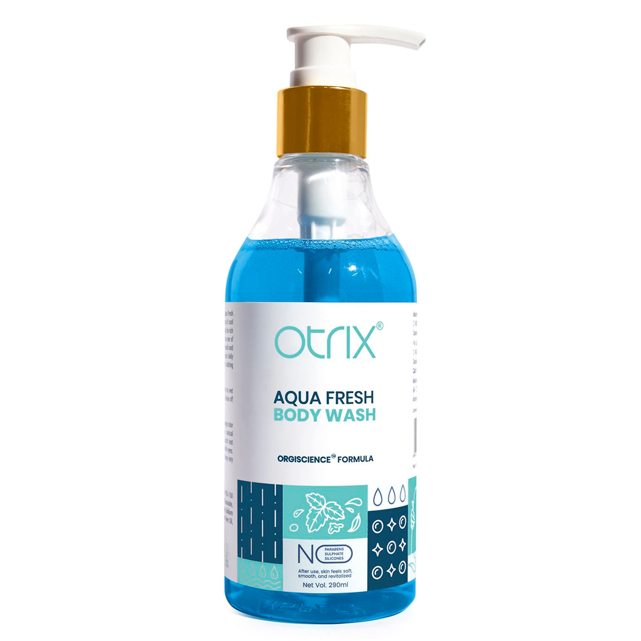 Otrix Aqua Fresh Body Wash, 290ml – With Argan Oil and Palmitic Acid – Hydrating and Refreshing Formula with Aloe and Citrus – Sulfate and Paraben Free