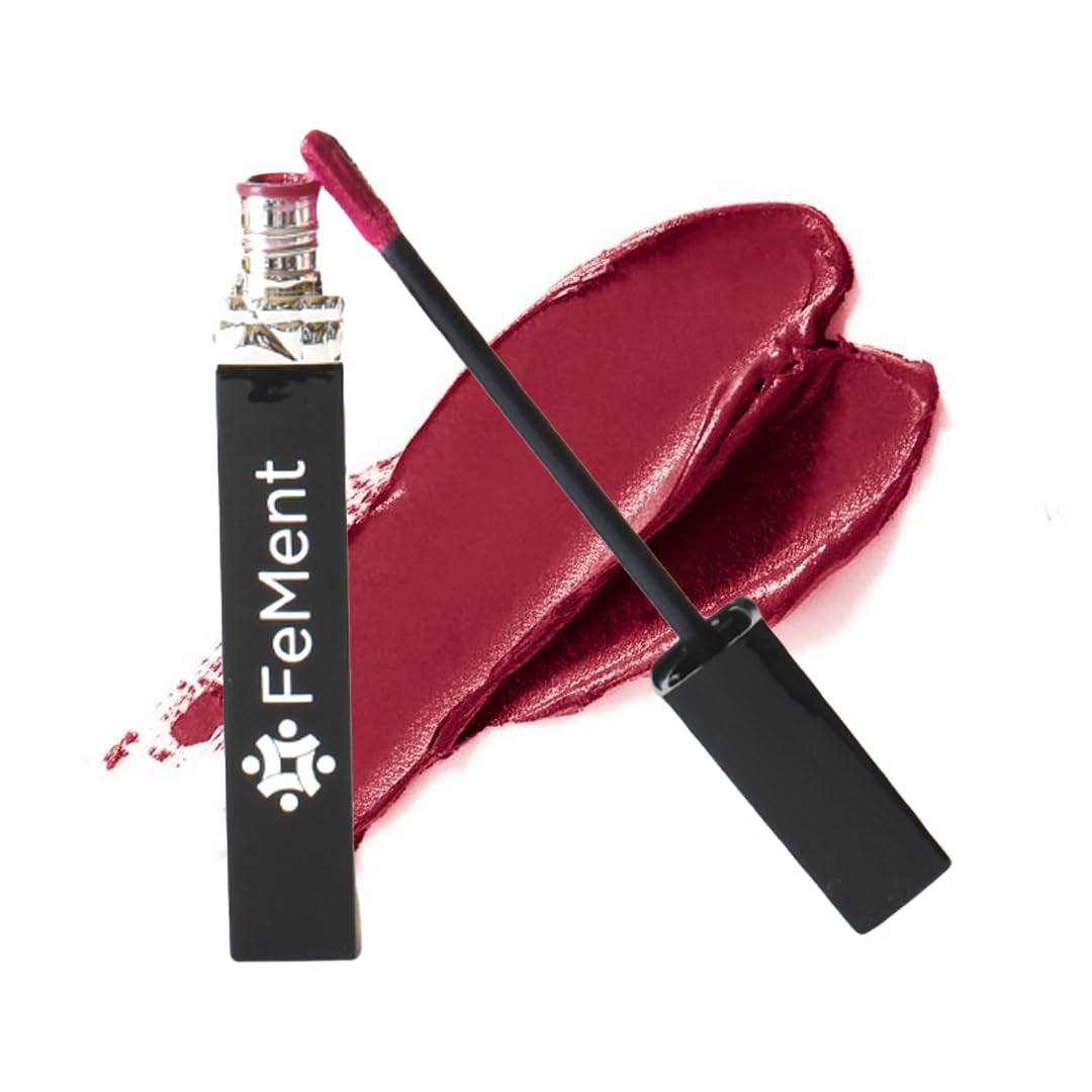 FeMent Clean Beauty Matte Liquid Lipstick For Women - VIBE, Highly Pigmented, Long Lasting, TransferProof, Lip Makeup, Smudge Proof - 6.5 ML