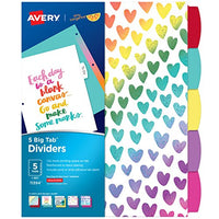 Avery + Amy Tangerine Designer Collection Big Tab Dividers for 3 Ring Binders, 5-Tab Set, Rainbow Vibes, 1 Set (11394)