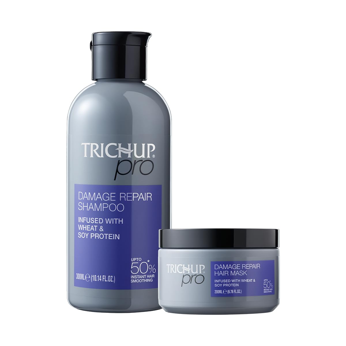 Trichup Pro Damage Repair & Instant Smoothing Hair Care Combo for Dry Frizzy Hair (Set of 2) | Shampoo 300 ml + Hair Mask 200 ml | Improves Texture & Manageability | Reduce Split Ends & Dryness | Unisex