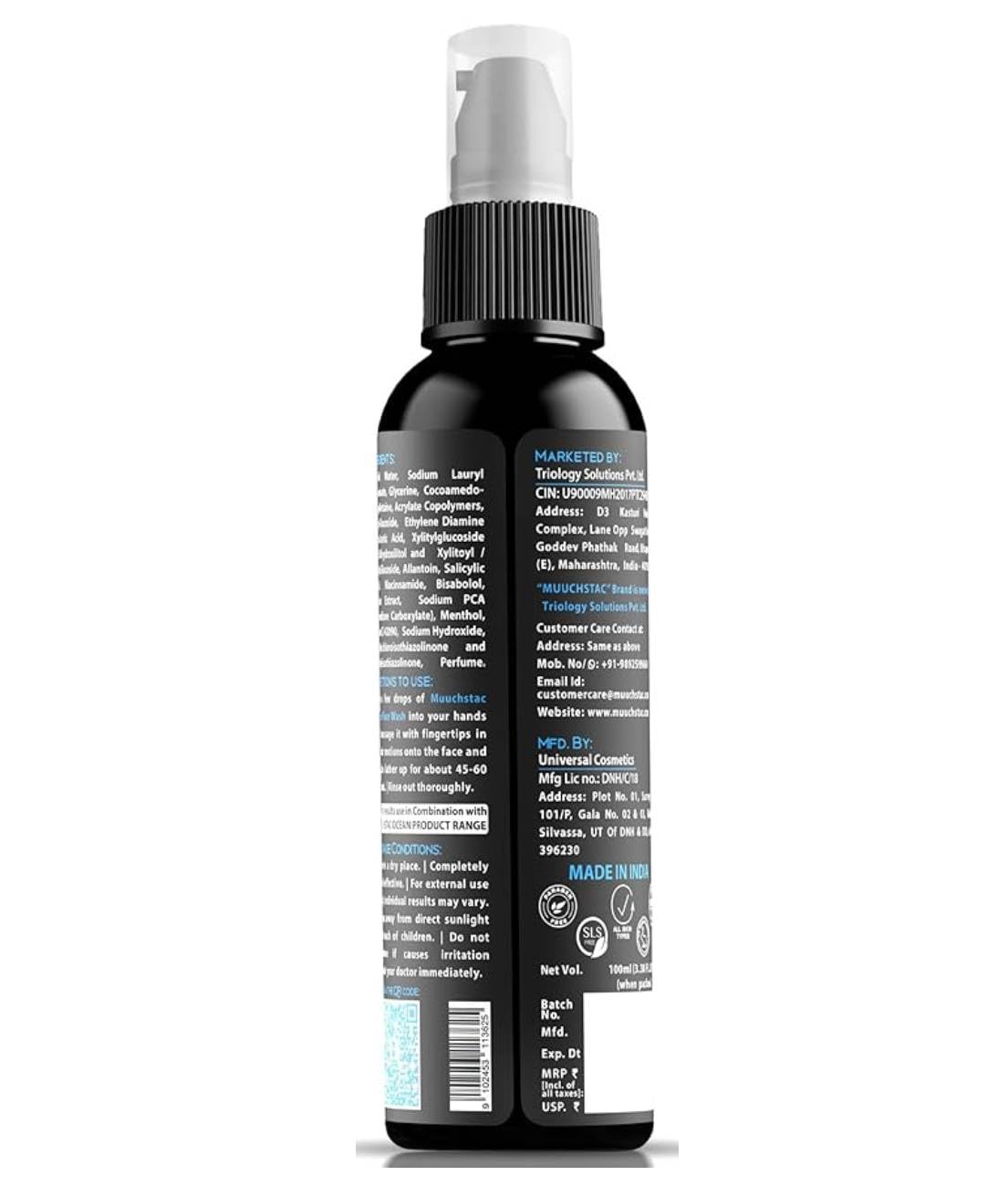 Muuchstac Ocean Face Wash for Men | Fight Acne & Pimples, Brighten Skin, Clears Dirt, Oil Control, Refreshing Feel - Multi-Action Formula (100 ml)