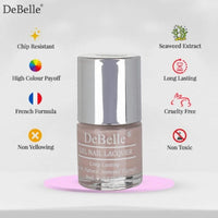 DeBelle Gel Nail Polish Peony Blossom (Nude Nail Paint)|Non UV - Gel Finish |Chip Resistant | Seaweed Enriched Formula| Long Lasting|Cruelty and Toxic Free| 8ml