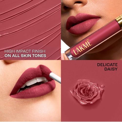 Lakmé Rouge Bloom Matte Lip Liquid, Matte Finish, Longlasting For Up To 14 Hours, Quick Drying & Transfer-Proof, Infused With Vita Rose For Smooth & Moisturised Lips - Delicate Daisy