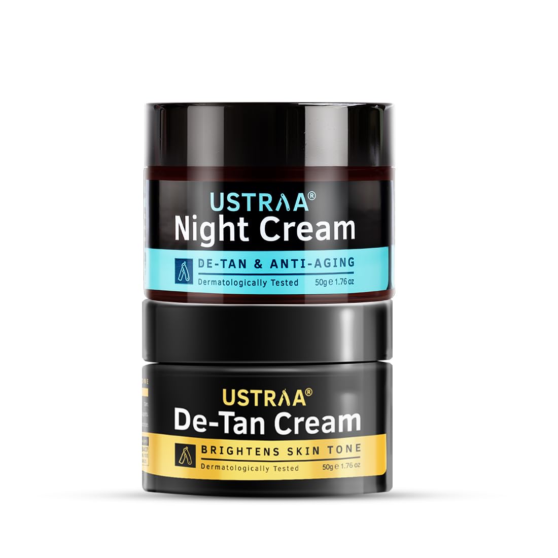 Ustraa De-Tan Face Cream For Men - 50g | Even Skin tone, Effective Tan Removal, Without Bleach & Night Cream - De-tan & Anti-aging - 50g - Aids in Tan Removal | with Niacinamide and Licorice Extract