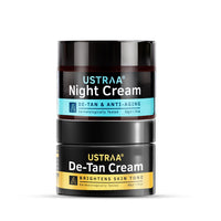 Ustraa De-Tan Face Cream For Men - 50g | Even Skin tone, Effective Tan Removal, Without Bleach & Night Cream - De-tan & Anti-aging - 50g - Aids in Tan Removal | with Niacinamide and Licorice Extract