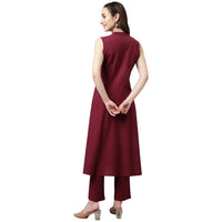 FIORRA Women's  Maroon Rayon A-line Kurta with Pant