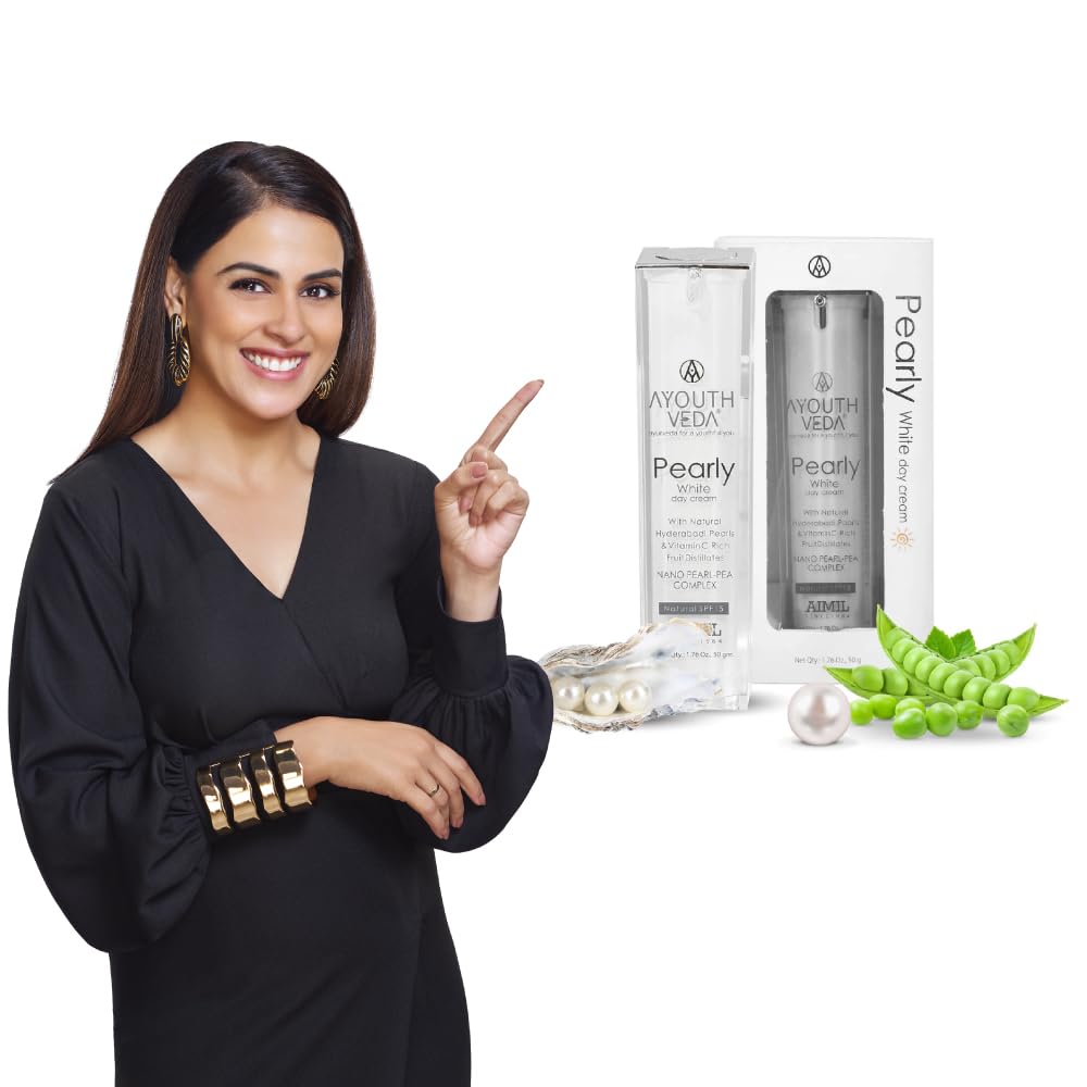 Ayouthveda Pearly White Day Cream With Natural SPF 15 | Nourishes Skin With Pearl, Pea- Extract & Milk Cream | For A Pearly Lusture, Hydrate & Radiant Skin | Suits Normal & Oily Skin (Pack Of 1-50Gm)
