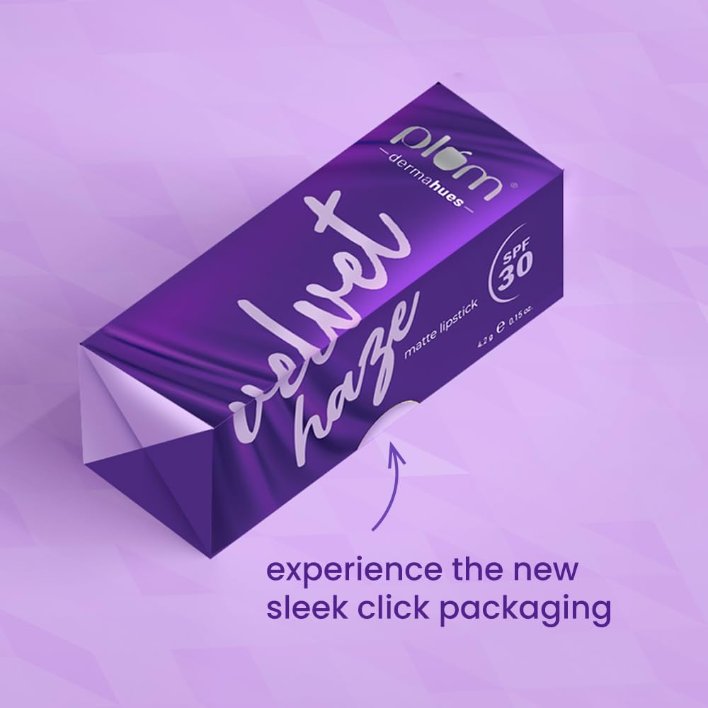 Plum Velvet Haze Matte Lipstick with SPF 30 | Powder Matte Finish | Highly Pigmented | With Ceramides | 05 Cheeky Cherry