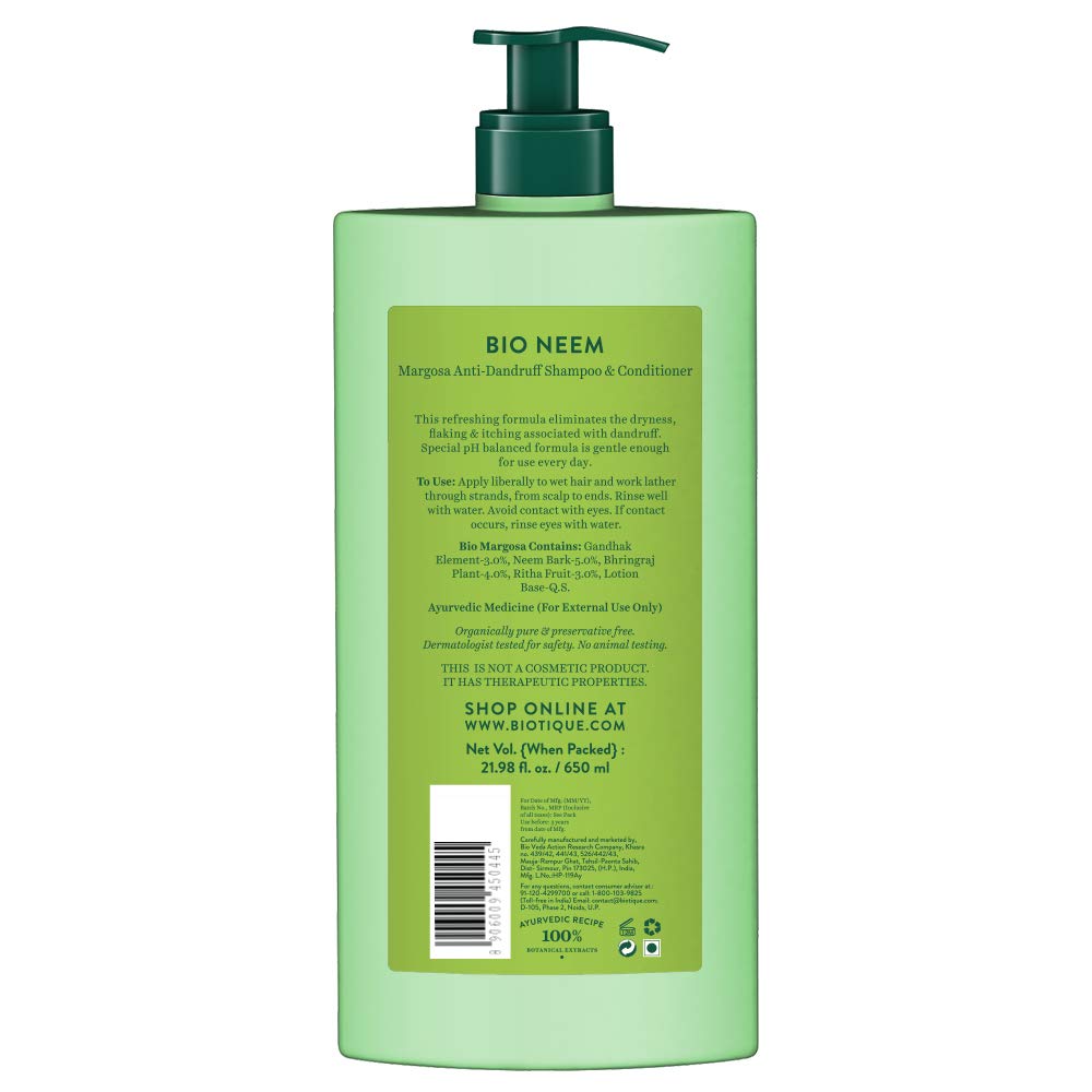 Biotique Bio Orange Peel Revitalizing Body Soap, 150g & Biotique Bio Neem Margosa Anti Dandruff Shampoo and Conditioner, 650ml