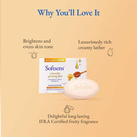 Softsens Naturally Glowing Skin Cream Bar Soap | Parabens, Sulphates Free Soap Pack of 3 (100g x 4)
