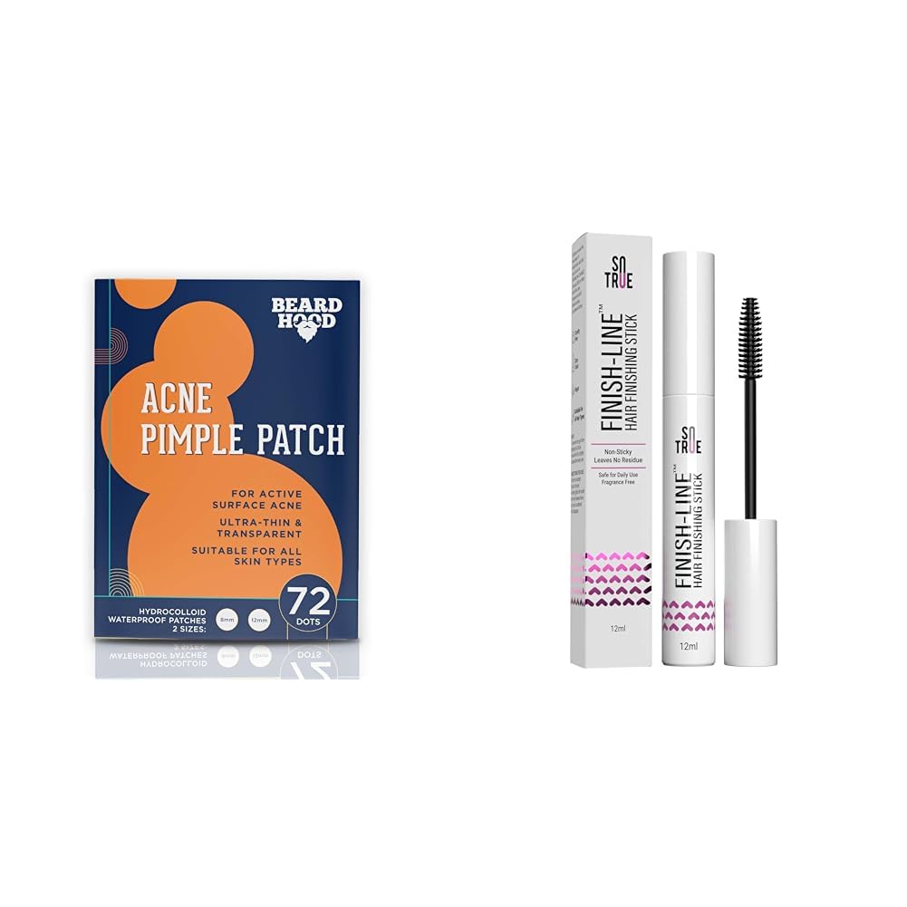 Beardhood Acne Pimple Patch | 72 Hydrocolloid Waterproof Patche and Sotrue Finish Line Hair Finishing Stick For Women 12ml