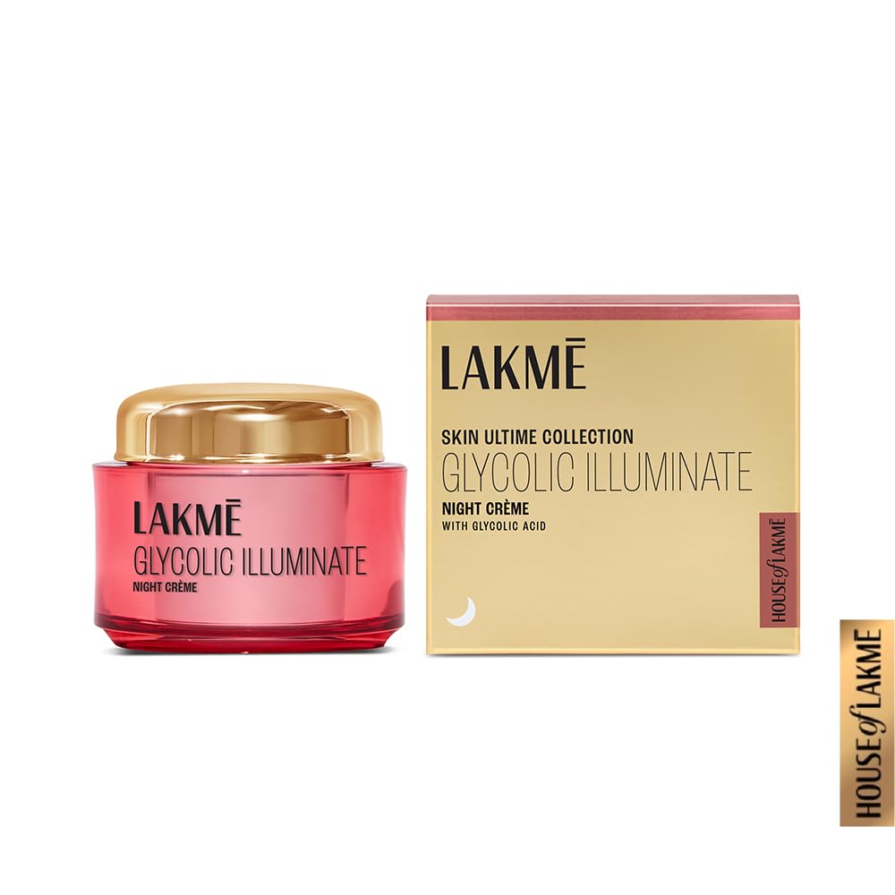 Lakmé Glycolic Illuminate Night Cream With Glycolic Acid & 1% Niacinamide For Skin Cell Regeneration, 15G