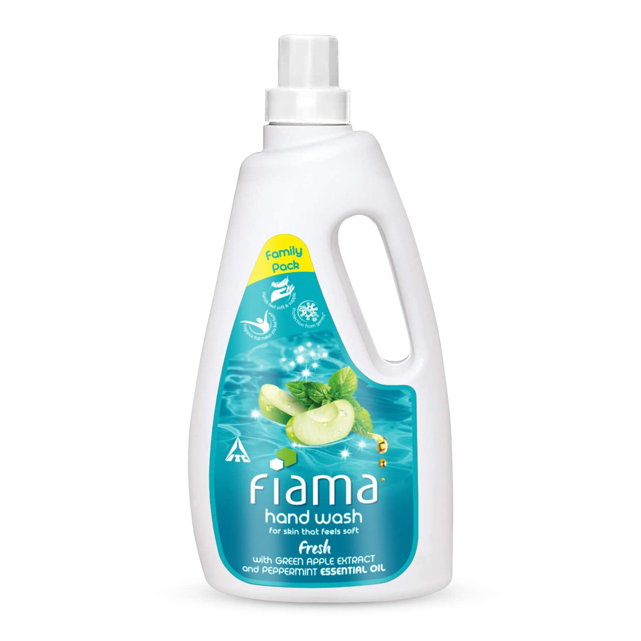 Fiama Fresh Hand Wash, 1000 ml Family Pack, with Green Apple Extracts and Peppermint Essential Oil, Soft and Supple Hands, Fragrant Handwash