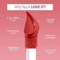 FLiCKA Weightless Impression Liquid Lipstick| Enriched With Vitamin E, Matte Finish, Moisturizing, Creaseless Formula, 04 April, 1.6ml