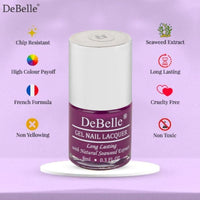 DeBelle Gel Glossy Finish Nail Polish Luxe Lotus (Dark Purple), 8 Ml - Enriched With Natural Seaweed Extract, Cruelty Free, Toxic Free