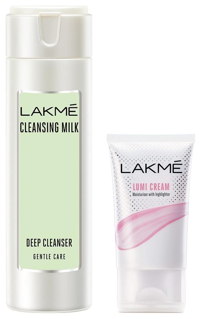 Lakmé Lumi Cream, 30 Gm & Lakmé Gentle & Soft Deep Pore Cleanser, With Avocado, Removes Makeup And Impurities, Cleansing Milk For Soft And Glowing Skin, 120 Ml