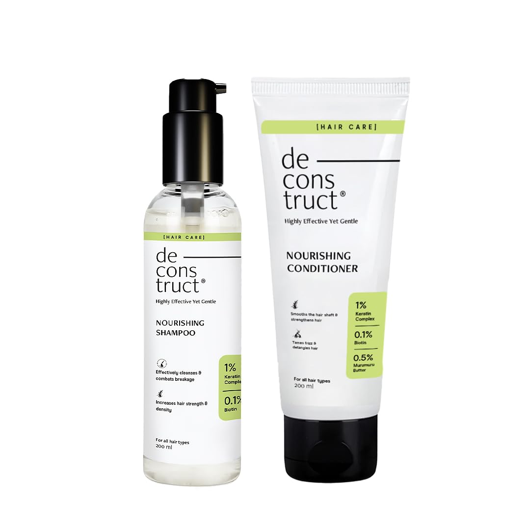 Deconstruct Nourishing Shampoo & Conditioner Duo | With Keratin, Biotin & Murumuru Butter | Removes Excess Oil & Reduces Frizziness | Smoothens & Strengthens Hair | For Men & Women | 200ml + 200g