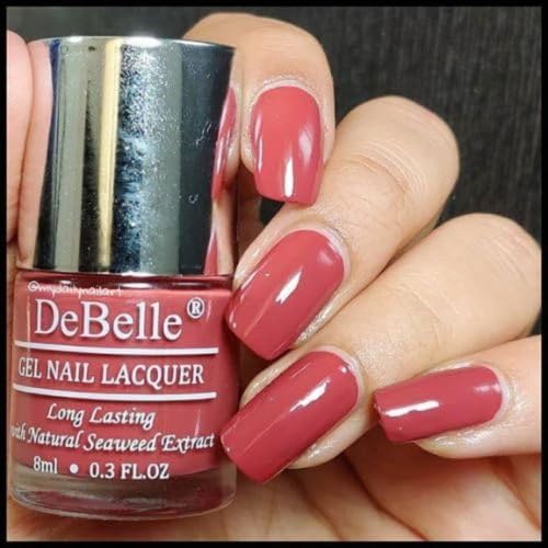 DeBelle Gel Nail Polish Scarlet Ruby(Pastel Bargundy)|Non UV - Glossy Finish |Chip Resistant | Seaweed Enriched Formula| Long Lasting|Cruelty and Toxic Free| 8ml