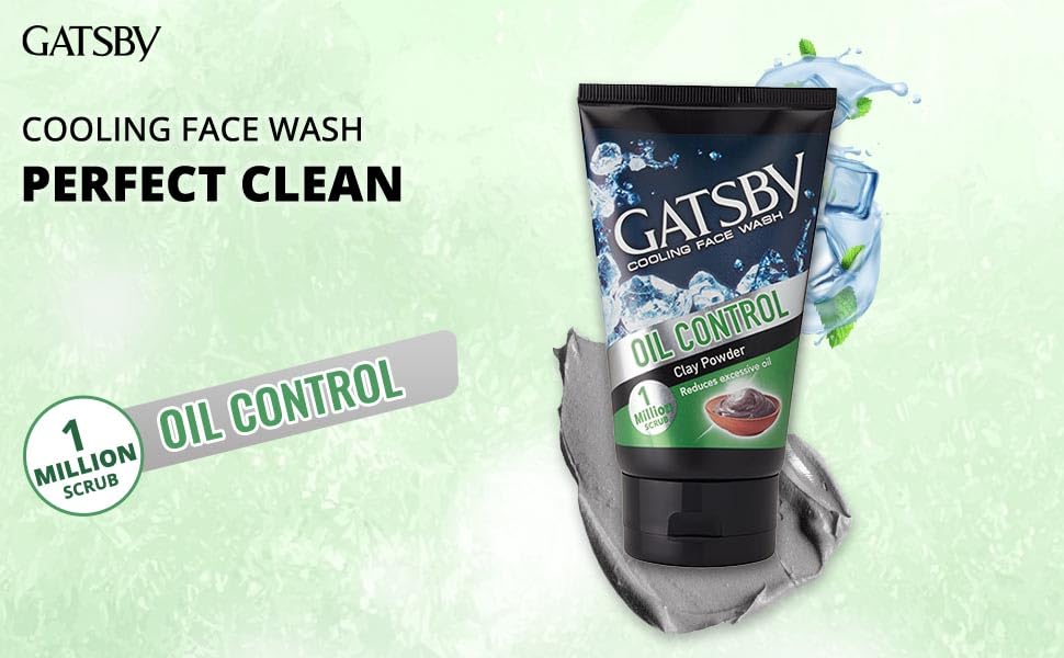 Gatsby Japan Cooling Face Wash - Oil Control, 50ml (Set of 3) | For Deep Cleansing, Contains Clay Powder, Powered With Micro Scrub Beads | Facewash for Men | Made in Indonesia