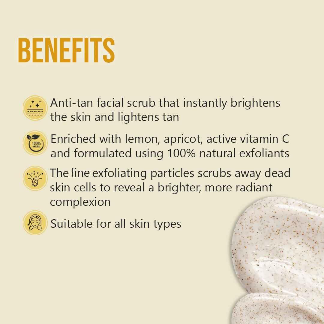 Glamveda Detan Face & Body Scrub| Lightens Skin Tone| Removes Pigmentation & Dark Spots |Paraben & SLS Free 100gm