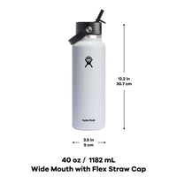 Hydro Flask Stainless Steel Wide Mouth Water Bottle with Flex Straw Lid and Double-Wall Vacuum Insulation Indigo 40 Oz