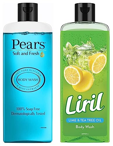 Pears Soft and Fresh Shower Gel, 250ml & Liril Lemon and Tea Tree Oil Body Wash, 250 ml