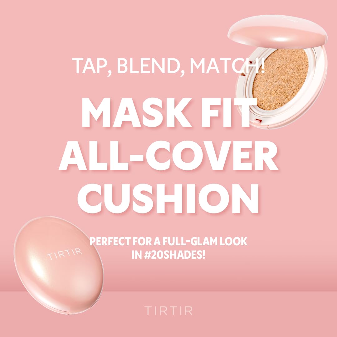 TIRTIR Mask All-Cover Cushion Foundation | Full coverage, Skin fit, Satin Glow Finish | Korean Cushion Foundation #27N CAMEL | 18g