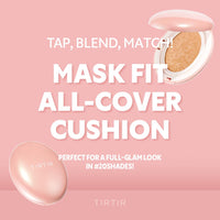 TIRTIR Mask All-Cover Cushion Foundation | Full coverage, Skin fit, Satin Glow Finish | Korean Cushion Foundation #15C FAIR PORCELAIN | 4.5g