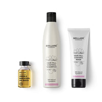 Brillare Anti Hair Fall Treatment Combo, Strengthens roots, Prevents Breakage & Reduces Hair Fall, Shampoo 300ml, Conditioner 125ml and Oil shots (8 shots x 6ml each)