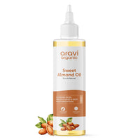 Aravi Organic 100% Pure Cold Pressed Almond Oil - For Hair Growth, Skin Care and Moisturising - 200 ml