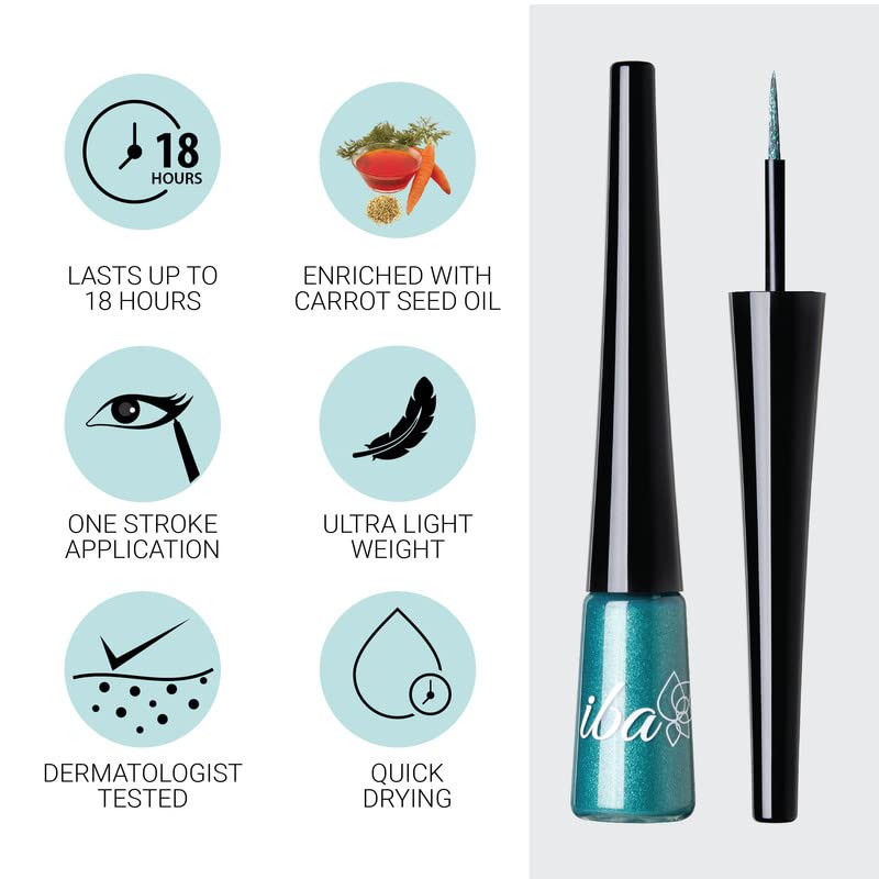 Iba Eye Talk Liquid Eyeliner - 03 Glamorous Green | 18 Hr Waterproof, No Fade & Smudge proof Eye Makeup | Quick Drying | Matte Finish | Halal Certified & Vegan Makeup