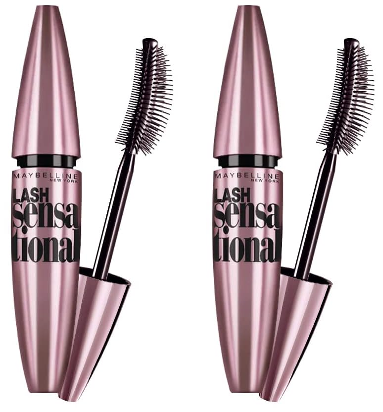 Maybelline New York Mascara, No-clumping, Fanning Brush, Waterproof, Lash Sensational, Black, 9ml (Pack of 2)