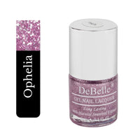 DeBelle Gel Nail Polish Ophelia (Lavender with Holo Glitter Sugar Finish Nail Paint)|Non UV - Gel Finish |Chip Resistant | Seaweed Enriched Formula| Long Lasting|Cruelty and Toxic Free| 8ml
