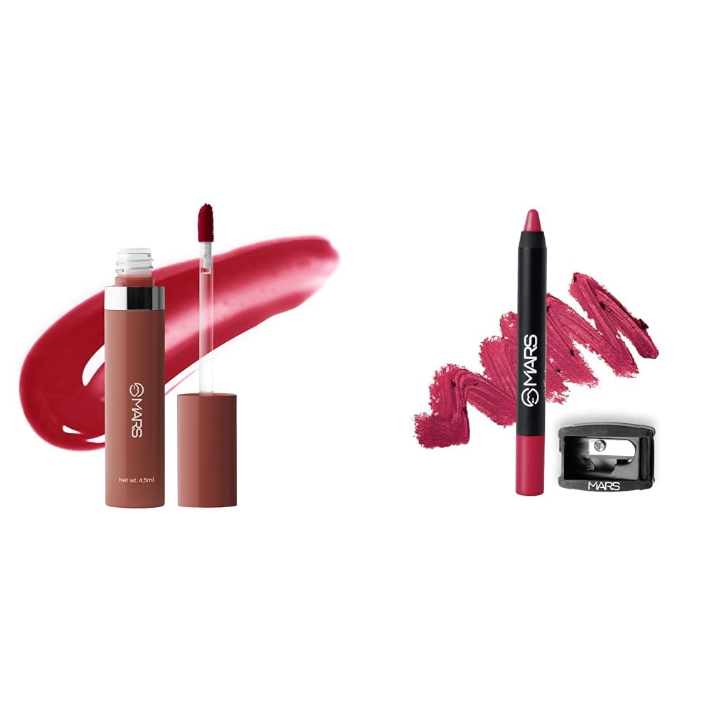 MARS Drip Lip Mist for Women (4.5 ml) (03-Rosewood Drip) Long Lasting Crayon Lipstick up to 12 Hours Stay | Matte Finish | Waterproof | Won't Smudge Won't Budge Lip Crayon (3.5 gm) (18-I Am Confident)