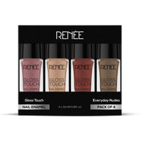 RENEE Gloss Touch Glossy Finish Nail Paint Set Of 4 & Eau De Parfum Bloom 8 Ml Combo