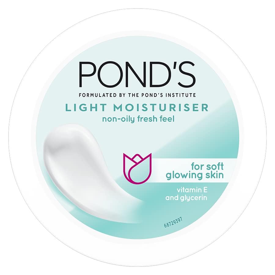 POND'S Light Face Moisturizer 200 ml|| Daily Lightweight Non-Oily Cream with Vitamin E for Soft Glowing Skin|| SPF 15 - With Vitamin C & Niacinamide