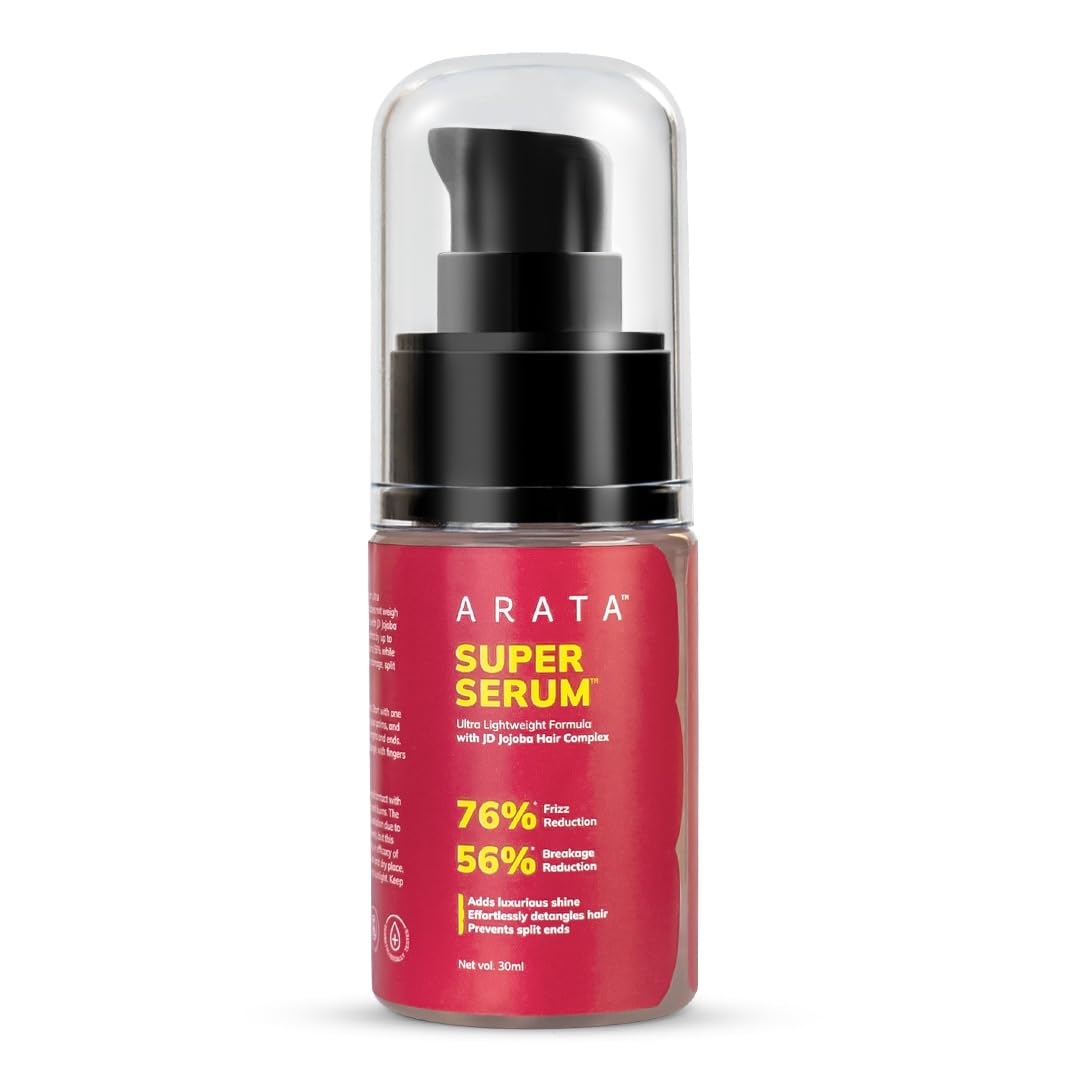 Arata Super Serum™ For Dry & Frizzy Hair | 76% Frizz Reduction | 56% Breakage Reduction | Luxurious Shine | Prevents Split Ends | Powered By JD Jojoba Hair Complex | Hair Serum For Women & Men |30ml