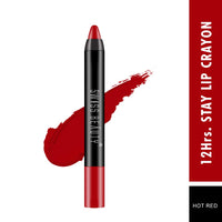 Swiss Beauty 12 Hrs. Stay Matte Lip Crayon, Hot Red, 3g - Long Lasting, Waterproof, Super Stay, Matte Finish Lip Crayon, Long Wear, Crayon Lipstick