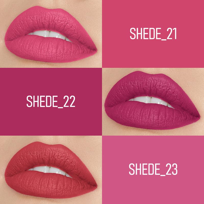 FLiCKA Tomato Bullet Matte Lipstick (Pack Of 3) | Hydrating, Moisturizing, Upto 6Hrs Long Lasting| Transfer & Smudge Proof Lipsticks For Women, Shade - 06