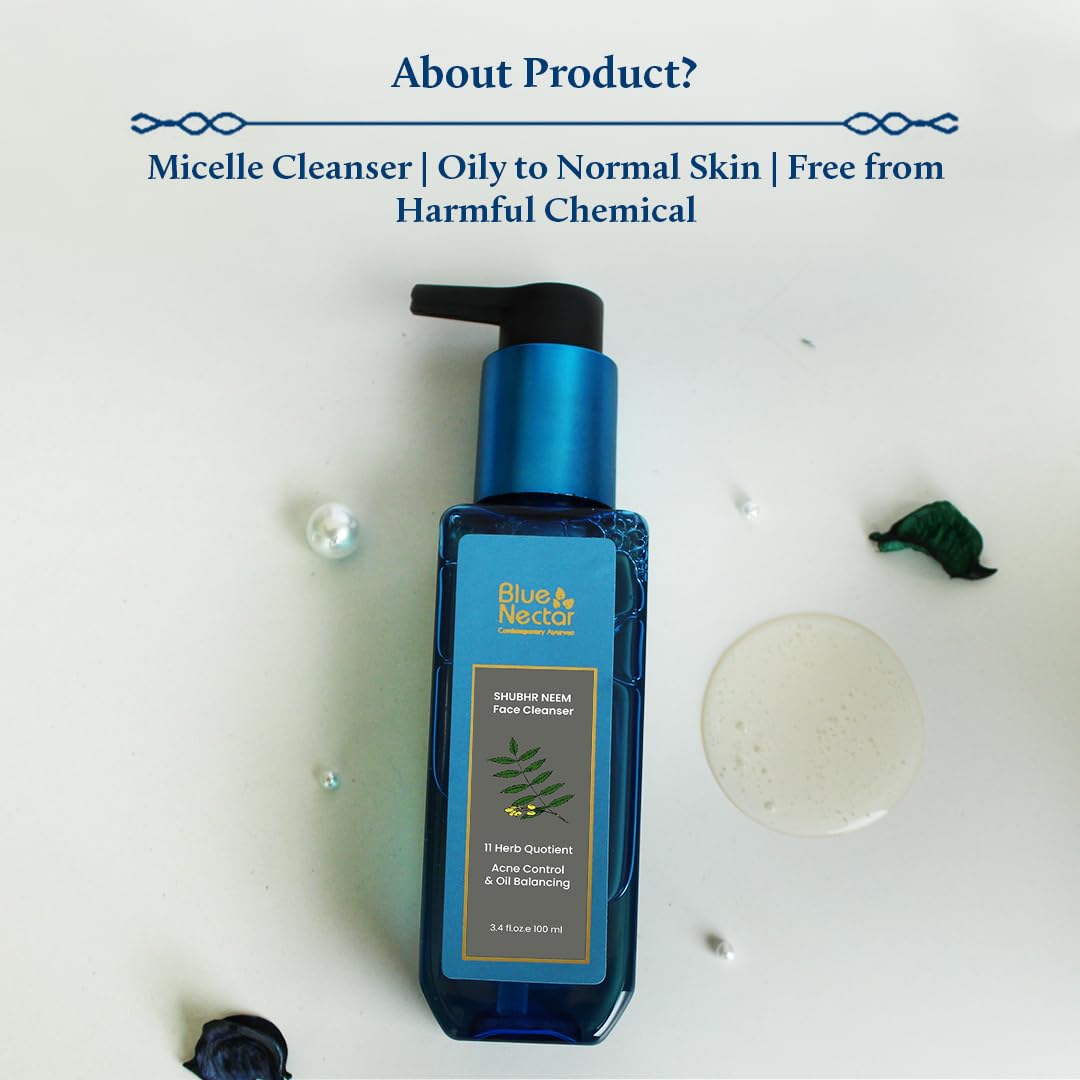 Blue Nectar Plant Based Vitamin C Face Wash for Women and Men Face Wash for Acne Pimple with Neem Honey Natural Cleanser for Face with Ayurved