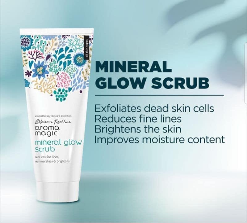 Aroma Magic Mineral Glow Scrub | Exfoliates, reduces fine lines, brightens & boosts hydration| With beeswax, vegetable glycerine, lavender, tea tree & rose essential oils| All Skin Type- 100ml