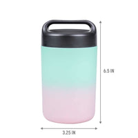 Goodful Vacuum Sealed Insulated Food Jar with Handle Lid, Stainless Steel Thermos, Lunch Container, 16 Oz, Ombre Pink to Blue