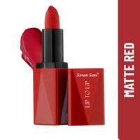 Seven Seas Lip To Lip Matte Full Coverage Long Lasting Lipstick | Smooth Application | Transferproof & Smudge Proof | Highly Pigemented Lipstick for Women (Matte Red)