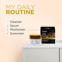 Twasa 24k Gold Pure Moisturizer For Oily & Dry Skin with Real Gold Flakes and Shimmer | Oil Free Glow Moisturizer For Face | Fast Absorbing Face Cream For Men & Women | Paraben Free | 50gm