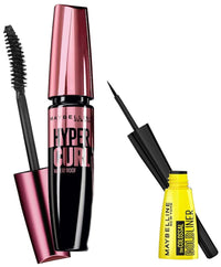 Maybelline New York Hypercurl Mascara Waterproof, Black, 9.2ml And Maybelline New York Colossal Bold Eyeliner, Black, 3g