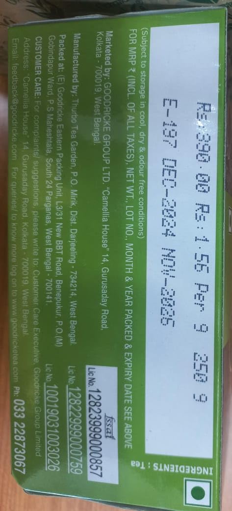 GOODRICKE Thurbo Darjeeling Tea - 250Gm(Pack Of 1)| 100% Pure & Original Single Estate Whole Leaf Tea | Premium Black Long Loose Tea Leaves With Rich Taste