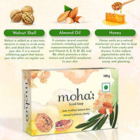 moha: Scrub Soap For Soft, Hydrate & Nourished Skin, Face With Walnut, Almond Oil & Honey Unisex Bathing Bar - 100gm (Pack of 6)