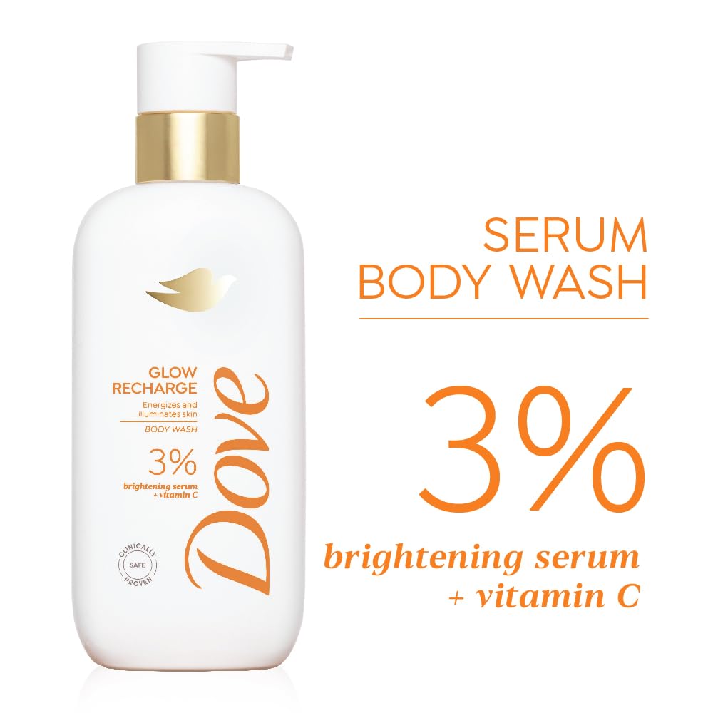 Dove Glow Recharge Serum Body Wash | 3% Brightening Serum + Vit C | Energizes & Illuminates skin | Paraben & SLS free | 300 ml